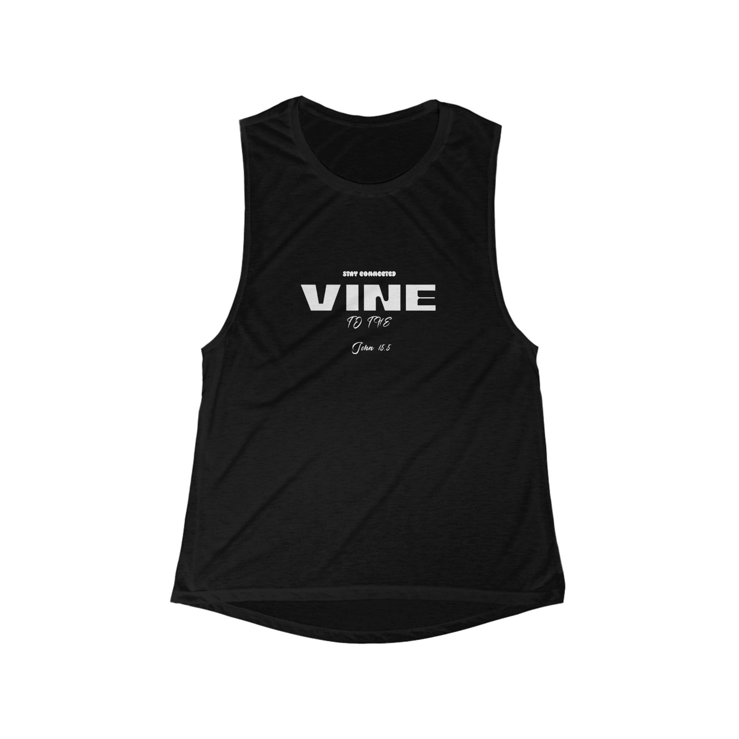 Inspirational Women's Flowy Muscle Tank - 'Stay Connected to the Vine' Design