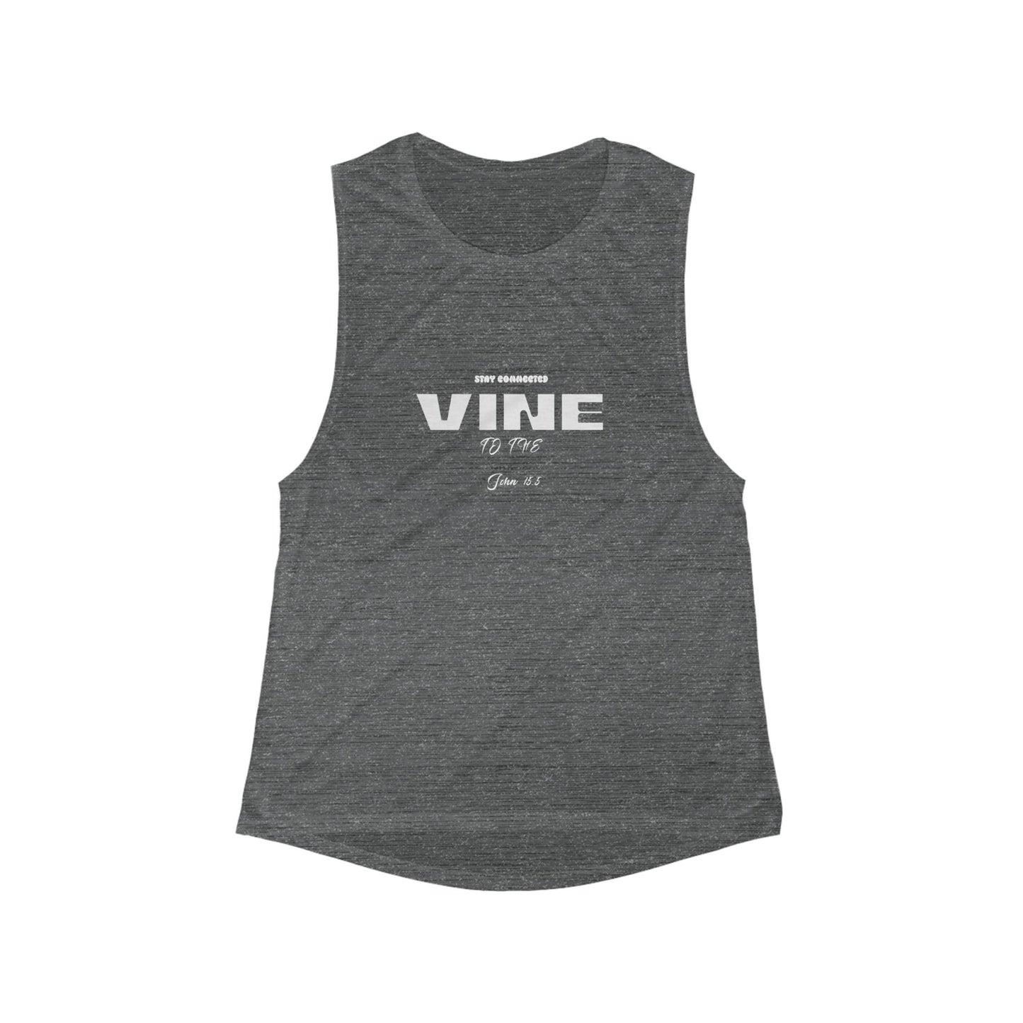 Inspirational Women's Flowy Muscle Tank - 'Stay Connected to the Vine' Design