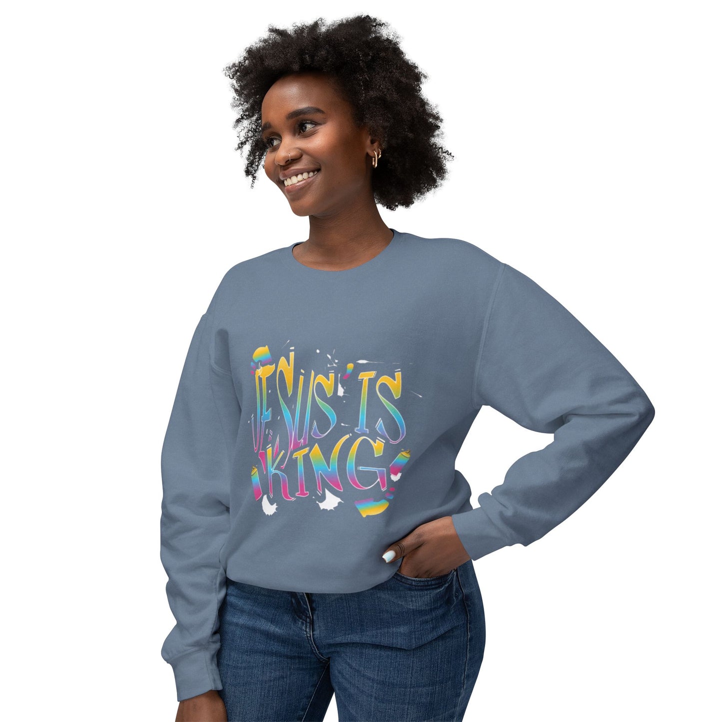 Colorful Jesus is King Crewneck Sweatshirt | Unisex Lightweight Religious Apparel, Inspirational Gift, Cozy Wear, Church Event, [...]