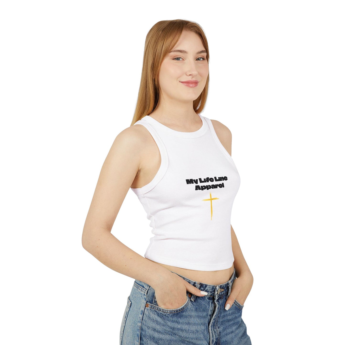 Inspirational Women's Micro Rib Racer Tank Top - My Life Line Apparel
