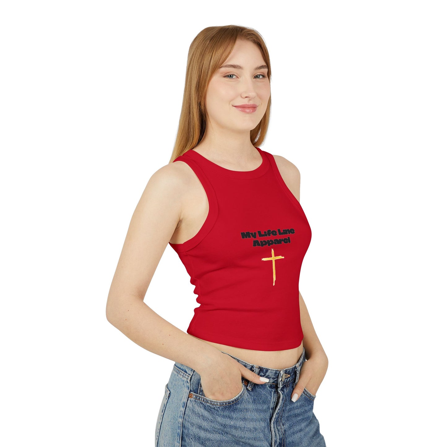 Inspirational Women's Micro Rib Racer Tank Top - My Life Line Apparel