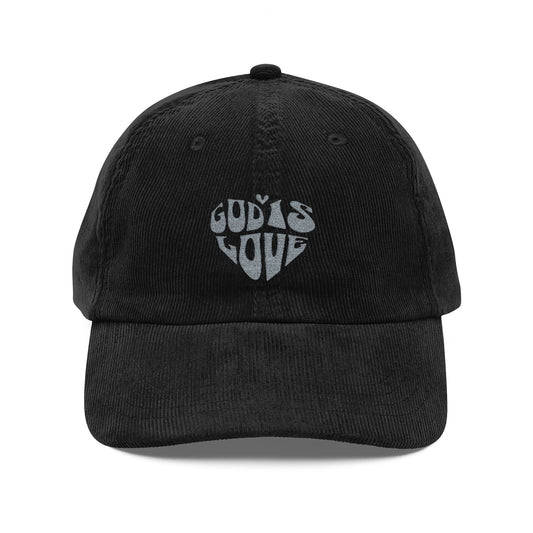 Vintage Corduroy Cap - God is Love Embroidery Hat
