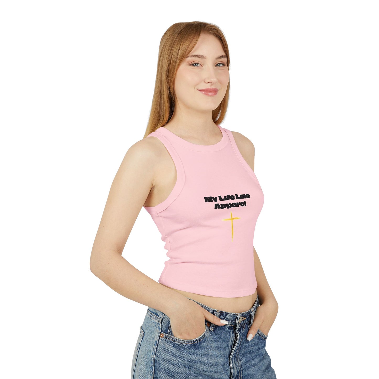 Inspirational Women's Micro Rib Racer Tank Top - My Life Line Apparel