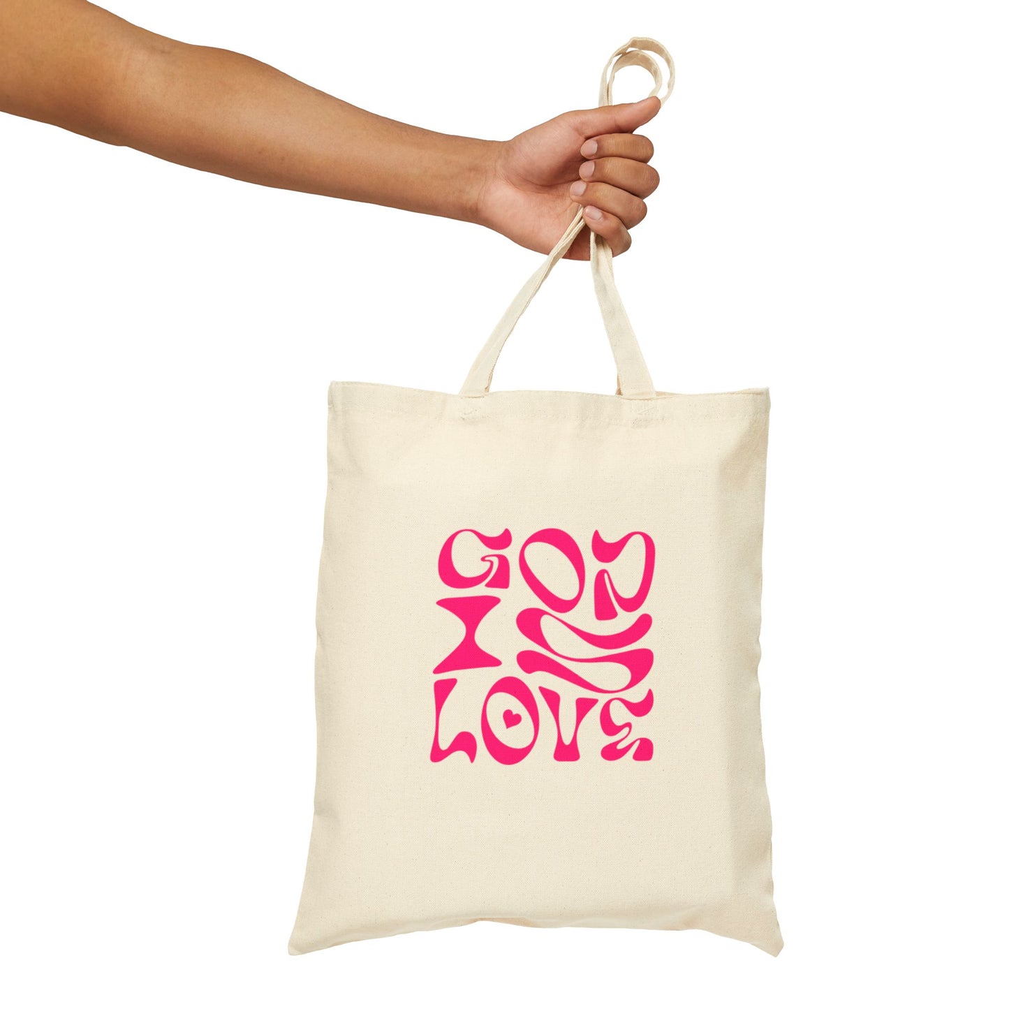 Colorful Love Quote Cotton Canvas Tote Bag